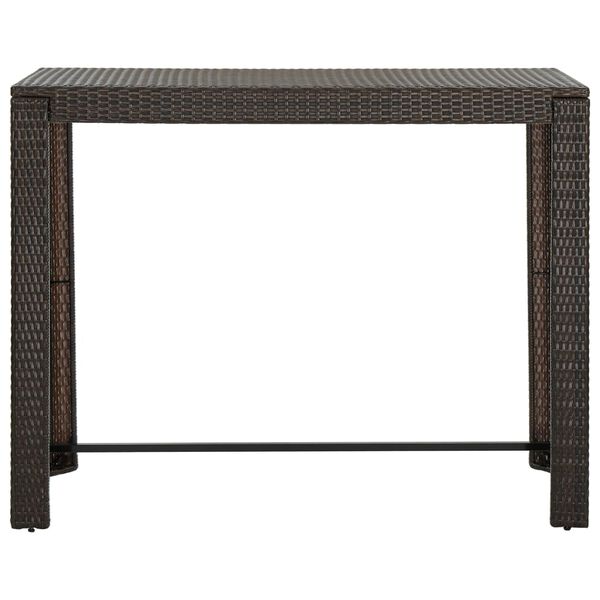 vidaXL Garden Bar Table Brown 140.5x60.5x110.5 cm Poly Rattan