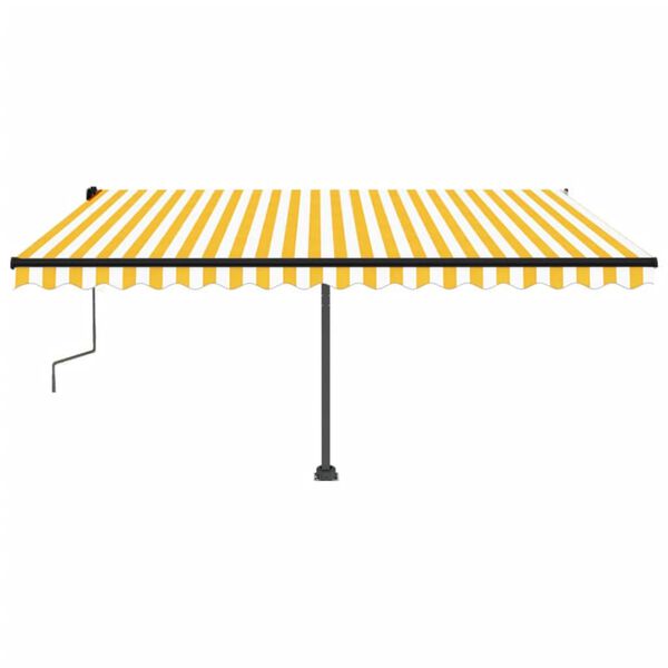 vidaXL Freestanding Manual Retractable Awning 450x300 cm Yellow/White