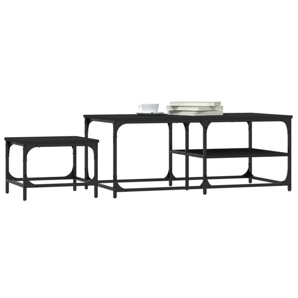 vidaXL Nesting Coffee Tables 2 pcs Black Engineered Wood