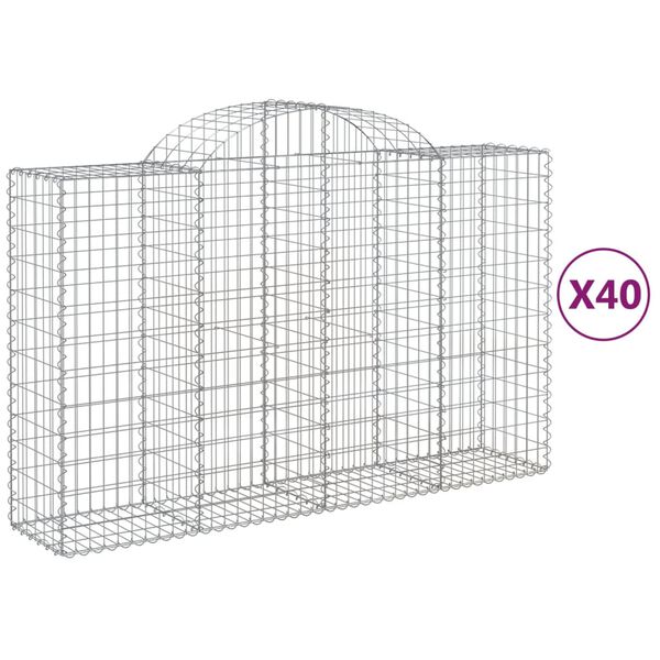vidaXL Arched Gabion Baskets 40 pcs 200x50x120/140 cm Galvanised Iron