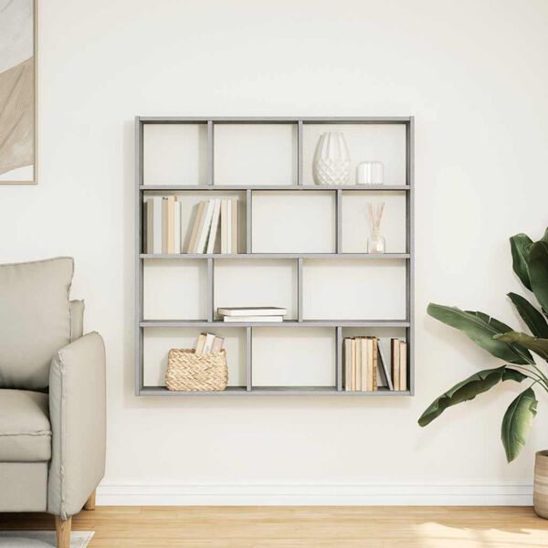 vidaXL Wall Cube Shelf 12 Compartments Concrete Grey Engineered Wood