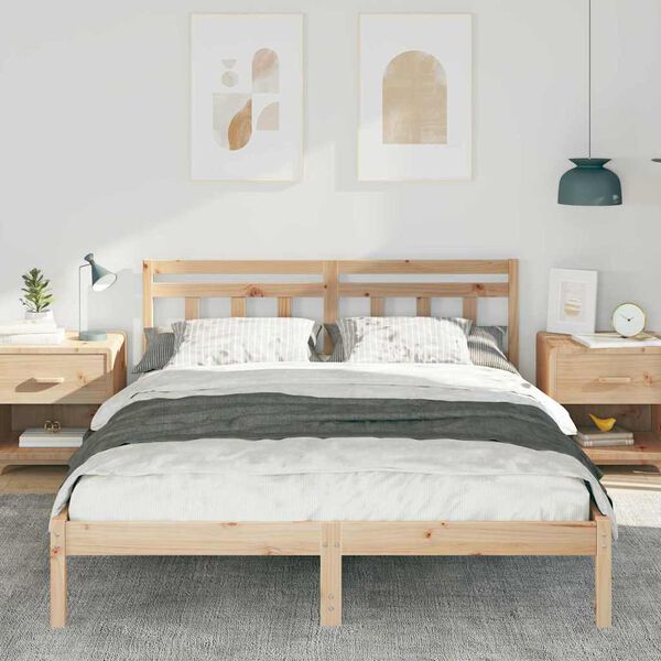vidaXL Bed Frame Brown 160 x 200 cm Solid Pine Wood