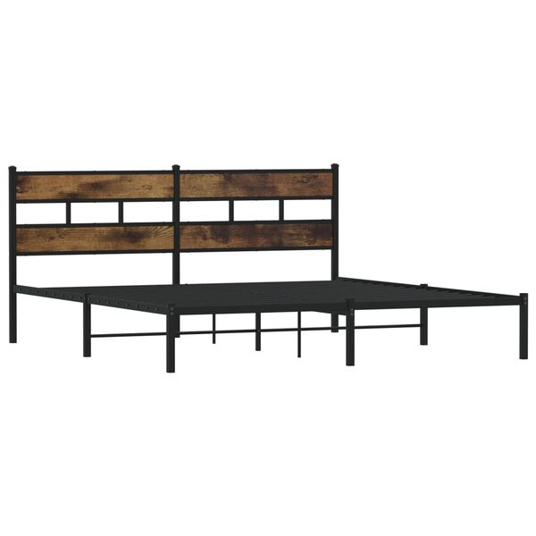 vidaXL Metal Bed Frame without Mattress Smoked Oak 183x213 cm