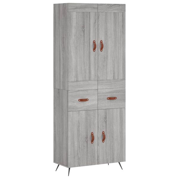 vidaXL Highboard Grey Sonoma 69.5x34x180 cm Engineered Wood