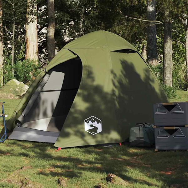 vidaXL Camping Tent Dome 2-Person Olive Green Waterproof