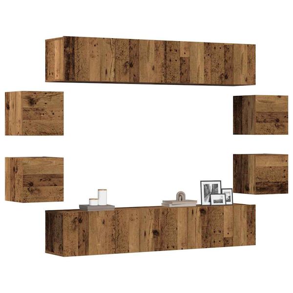 vidaXL Wall Mounted TV cabinets 8 pcs Old Wood Engineered Wood