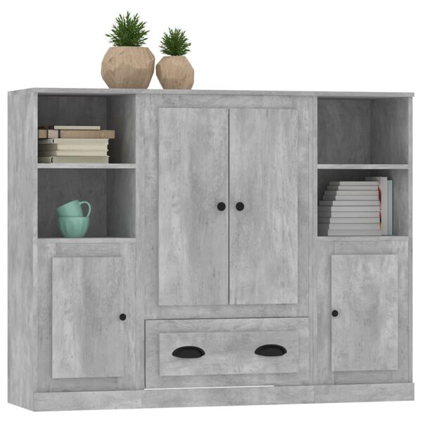 vidaXL Highboards 3 pcs Concrete Grey Engineered Wood