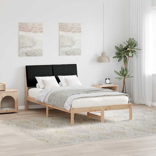 vidaXL Bed frame Brown and black 135 x 190 cm Solid pine wood