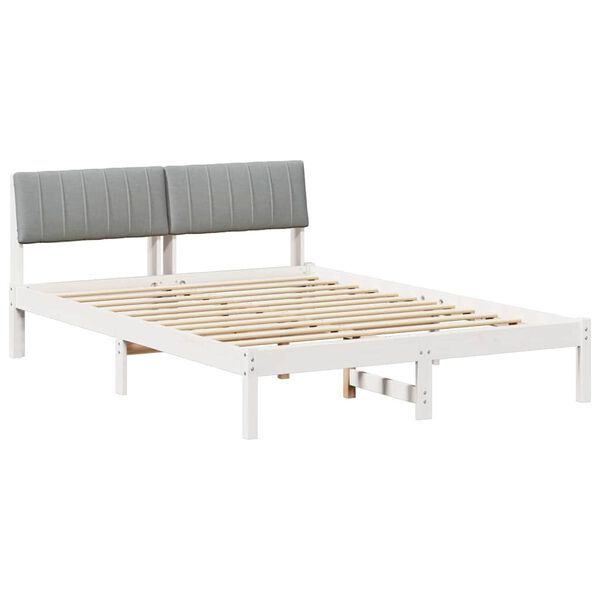 vidaXL Bed frame White and light grey 135 x 190 cm Solid pine wood
