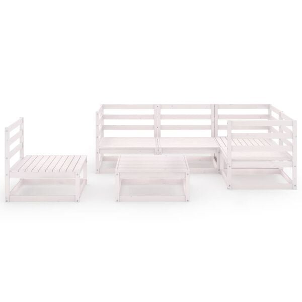 vidaXL 6 Piece Garden Lounge Set White Solid Pinewood