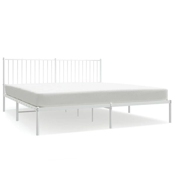 vidaXL Metal Bed Frame without Mattress with Headboard White 183x213cm