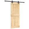 vidaXL Sliding Door Natural and Black 80 x 210 cm Solid Pine Wood