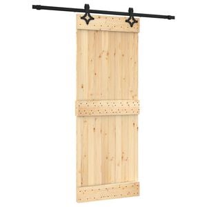 vidaXL Sliding Door Natural and Black 80 x 210 cm Solid Pine Wood