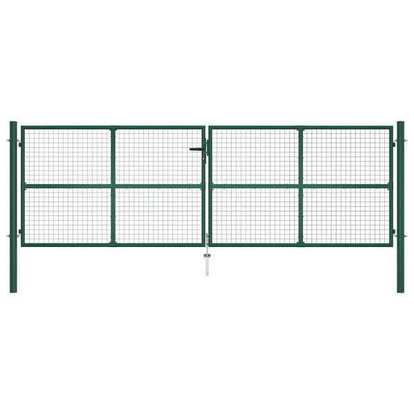 vidaXL Mesh Garden Gate Steel 400x125 cm Green
