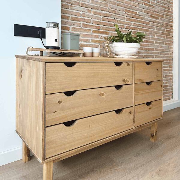 vidaXL Drawer Cabinet OTTA 111x43x73.5cm Solid Wood Pine