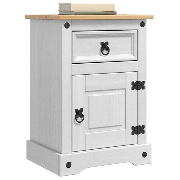 vidaXL Bedside Table with Drawer White 45 x 35 x 64 cm Solid Pine Wood