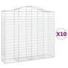 vidaXL Arched Gabion Baskets 10 pcs 200x50x180/200 cm Galvanised Iron