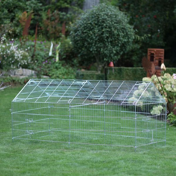 Kerbl Small Animal Outdoor Enclosure with Breakout Barrier 220x103x103 cm Chrome
