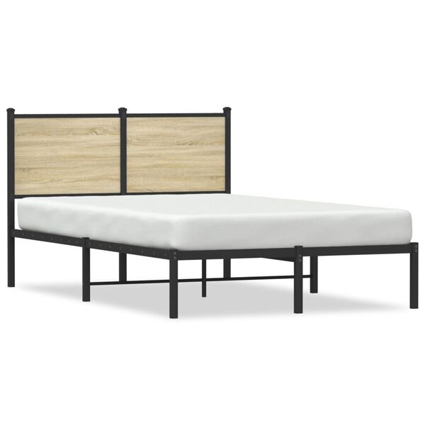 vidaXL Metal Bed Frame without Mattress Sonoma Oak 120x190 cm Small Double