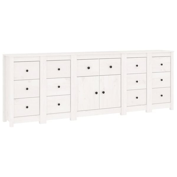 vidaXL Sideboard White 230x35x80 cm Solid Wood Pine