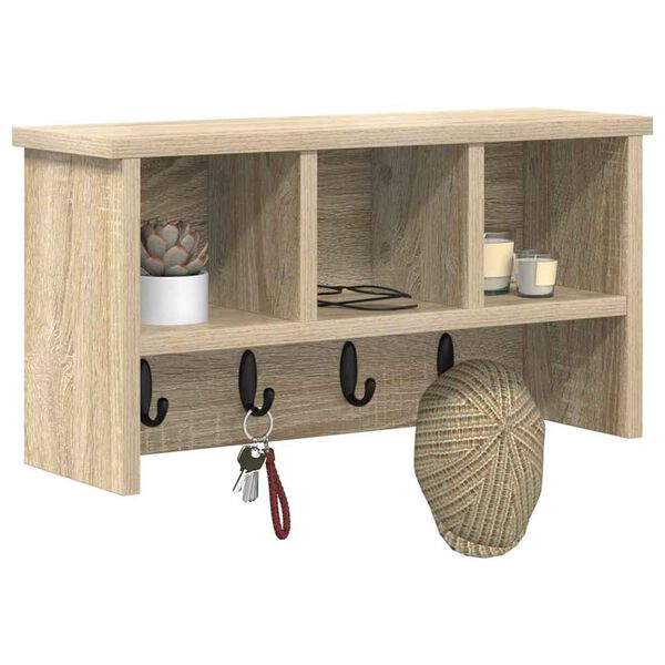 vidaXL Wall-Mounted Coat Rack with Shelf Sonoma oak 50 x 16 x 26 cm