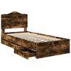 vidaXL Bed Frame with Drawer Smoked Oak 75 x 190 cm Engineer Wood