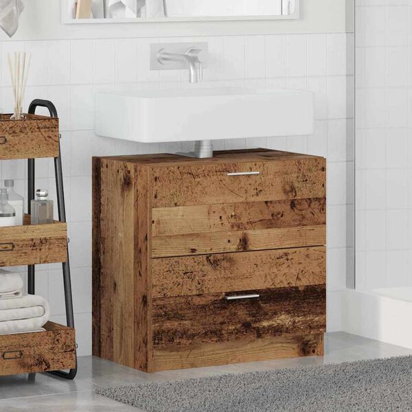 vidaXL Bathroom Cabinet Old Wood 59 x 37 x 59 cm Engineered wood