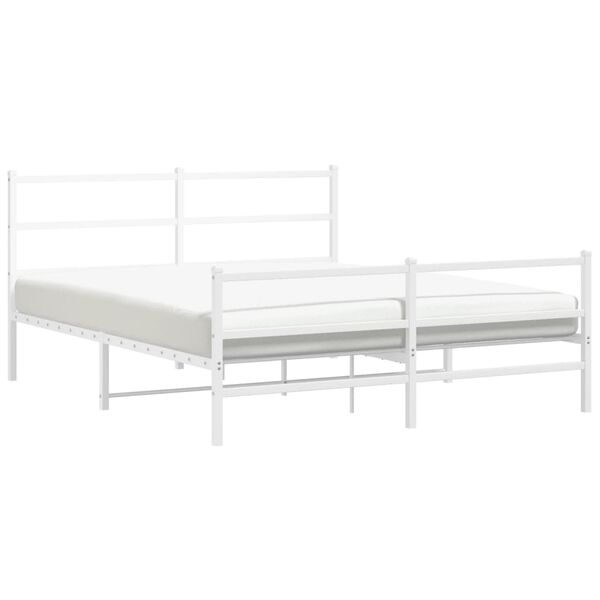vidaXL Metal Bed Frame without Mattress with Footboard White 150x200cm