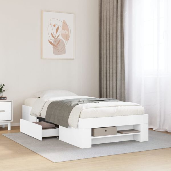 vidaXL Bed Frame without Mattress White 90x190 cm Single Engineered Wood