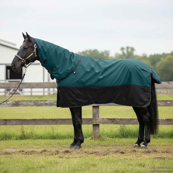 vidaXL Horse Blanket Dark Green and Black 135 cm Polyester