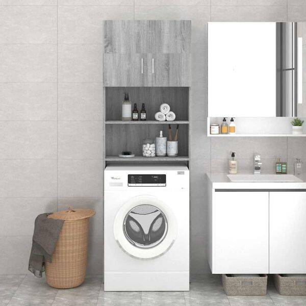 vidaXL Washing Machine Cabinet Grey Sonoma 64x25.5x190 cm