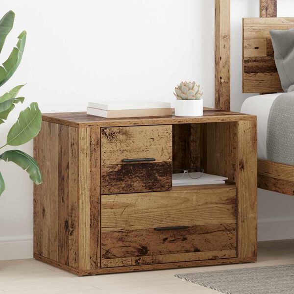 vidaXL Bedside Cabinet Old Wood 35 x 60 x 50 cm Engineered Wood