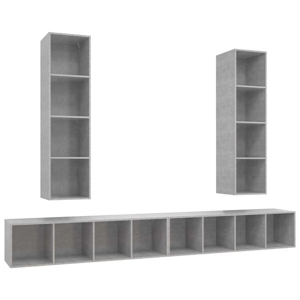 vidaXL Wall-mounted TV Cabinets 4 pcs Concrete Grey Engineered Wood