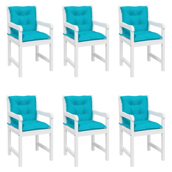 vidaXL Garden Lowback Chair Cushions 6 pcs Turquoise 100x50x7 cm Fabric