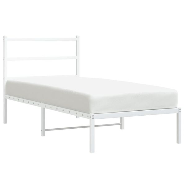 vidaXL Metal Bed Frame without Mattress with Headboard White 90x190cm