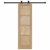 vidaXL Sliding Door Natural and Black 61 x 198.5 cm Solid Pine Wood