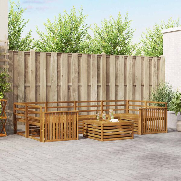 vidaXL Outdoor Sofa Set 7 pcs Natural Solid Acacia Wood