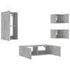 vidaXL 4 Piece TV Wall Cabinets with LED Lights Concrete Grey