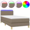 vidaXL Box Spring Bed with Mattress&LED Taupe 90x190cm Fabric