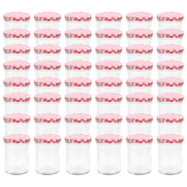 vidaXL Glass Jam Jars with White and Red Lid 48 pcs 400 ml