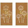 vidaXL Garden Wall Decorations 2pcs 105x55cm Corten Steel Flower Design