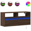 vidaXL TV Wall Cabinet with LED Lights Brown Oak 100x31x45 cm