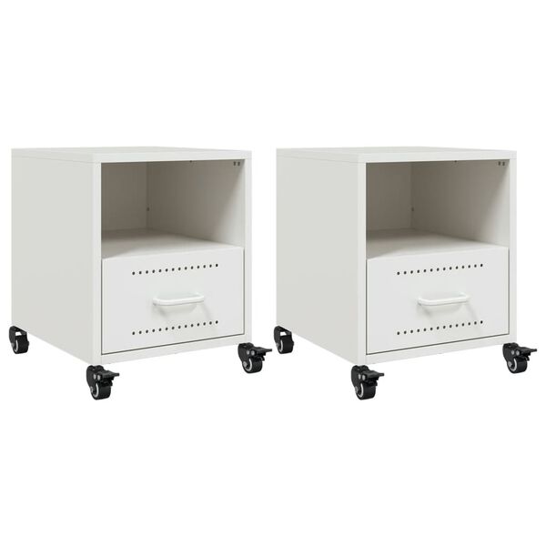 vidaXL Bedside Cabinets 2 pcs White 36x39x43.5 cm Steel