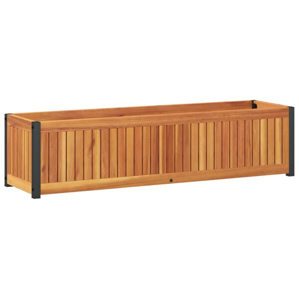 vidaXL Garden Planter 110x30x27.5 cm Solid Wood Acacia and Steel