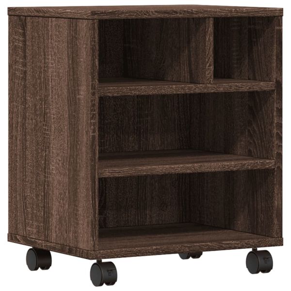 vidaXL Printer Stand with Wheels Brown Oak 41x32x48 cm