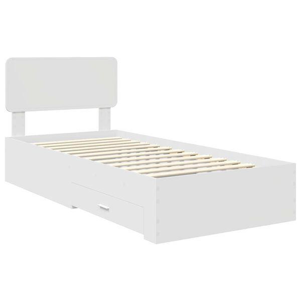 vidaXL Bed Frame with Headboard White 75 x 190 cm Engineered Wood