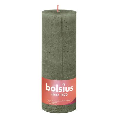 Bolsius Rustic Pillar Candles Shine 4 pcs 190x68 mm Fresh Olive