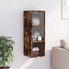 vidaXL Wall Cabinet with Glass Doors Smoked Oak 35x37x100 cm