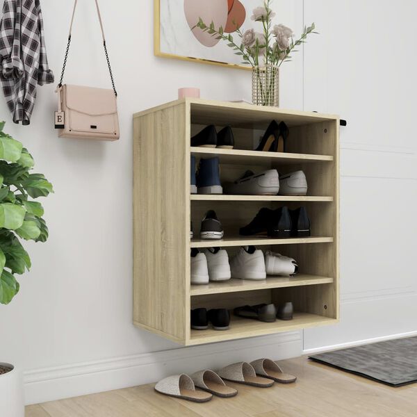 vidaXL Shoe Cabinet Sonoma Oak 60x35x70 cm Engineered Wood