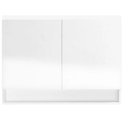 vidaXL Bathroom Mirror Cabinet 80x15x60 cm MDF Shining White